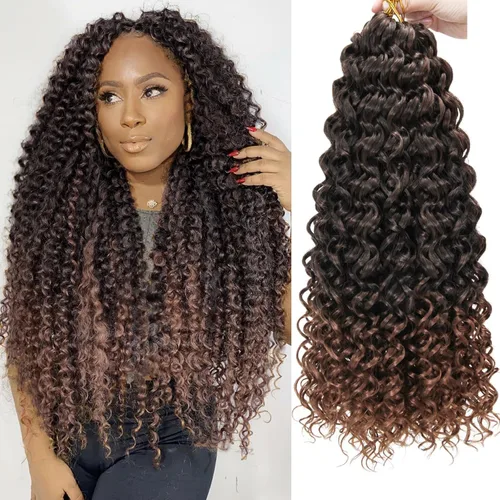 Miniatura 55 de 8 Paquetes de Cabello Rizado con Ganchillo GoGo, Cabello Rizado con Ganchillo para Mujeres Negras, Trenzado de Onda Profunda, Cabello Sintético