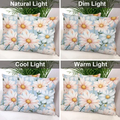 Miniatura 7 de Batmerry Flowers with Stems Throw Pillow Covers, Beautiful Floral Decorative Pillow Covers Digital Printing Blended for Couch Sofa Bed Invisible