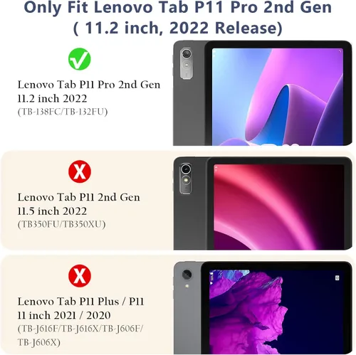 Miniatura 2 de Junfire Funda resistente a prueba de golpes para Lenovo Tab P11 Pro Gen2 de 11.2 pulgadas (TB-132FU/TB-138FC) 2022, funda resistente de servicio