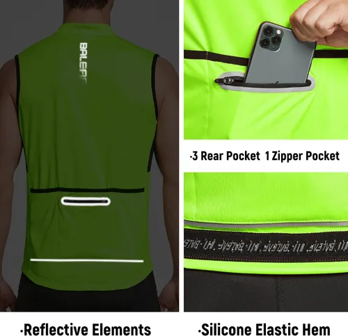 Miniatura 5 de BALEAF Camiseta de ciclismo sin mangas para hombre, camiseta de ciclismo de carretera, camisetas sin mangas, bolsillos con cremallera completa, SPF