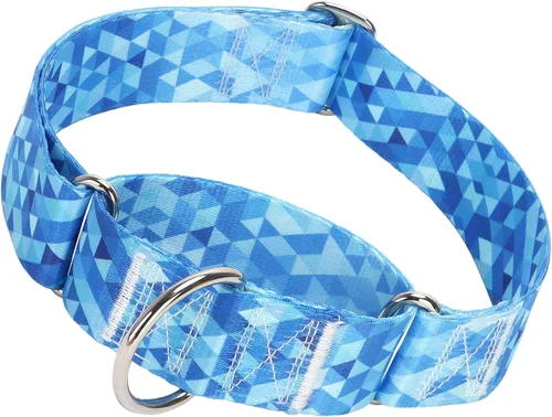 Miniatura 13 de Collar Martingale para Perro de 1.5 Pulgadas de Ancho - Diseño de Calavera Extra Resistente para Perros Grandes, Collar de Entrenamiento Ajustable