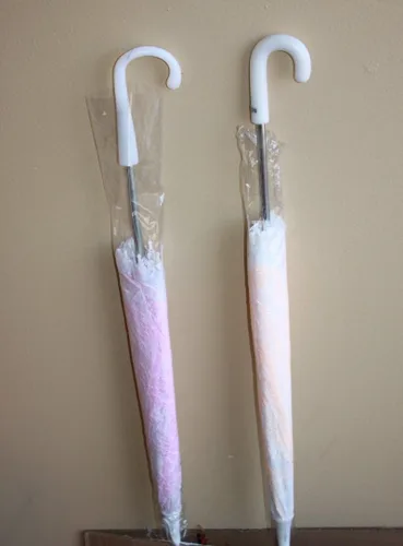 Miniatura 2 de Grande Encaje Peach paraguas sombrilla, o el bebé ducha nupcial22inches