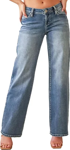 Miniatura 10 de YMI Pantalones de Elastano para Mujer YMI Jeans de Cintura Baja y Pierna Ancha Wannabettabutt