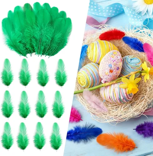 Miniatura 22 de THARAHT Plumas coloridas de gallo artesanal, 300 plumas de colores de 3 a 5 pulgadas, a granel para jardín de infantes, manualidades, boda, hogar