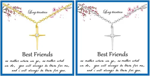 Collar largo tiantian Best Friend Nnecklace para 2 lindos elefantes mariposa collar sol mal ojo cruz colgante collar para niñas mejor amigo collares