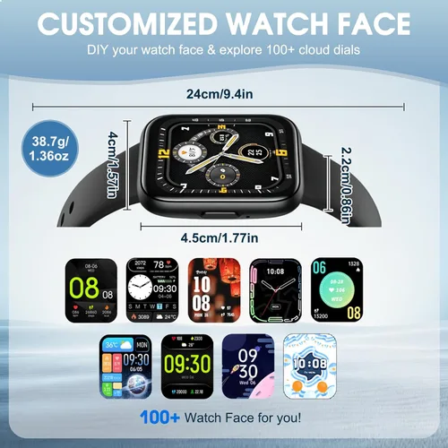 Miniatura 4 de Reloj inteligente para hombres y mujeres, reloj inteligente de llamadas Bluetooth de 1.77 pulgadas, reloj de seguimiento de actividad física