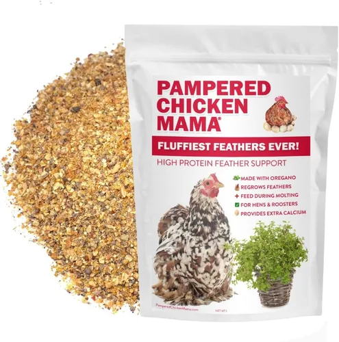 Pampered Chicken Mama Suplemento de muda para pollos: las plumas más esponjosas de la historia Alimento para pollo en el patio trasero y suministros