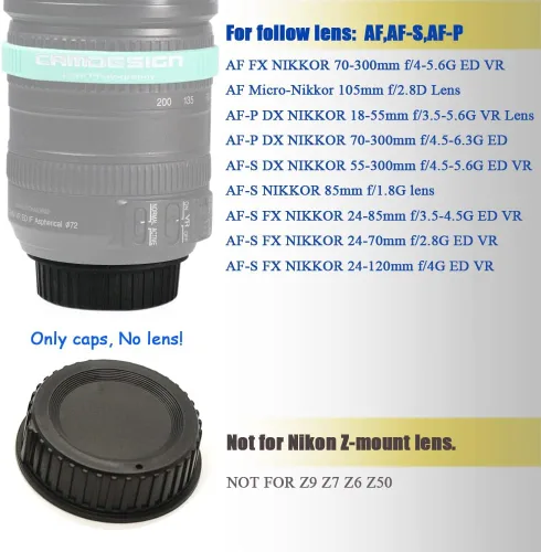 Miniatura 5 de Tapa de lente trasera y tapa frontal para Nikon D850 D7500 D3500 D5600 D5600 DSLR con lentes AF, AFS, AF-P, reemplaza la tapa Nikon BF-1B