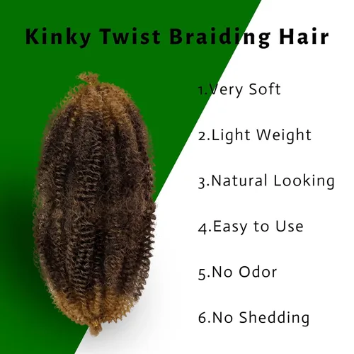 Miniatura 3 de Marley Twist - Cabello trenzado de 16 pulgadas, cabello afro trenzado elástico, paquete de 7 paquetes, cabello rizado rizado ombré, marrón Marrón