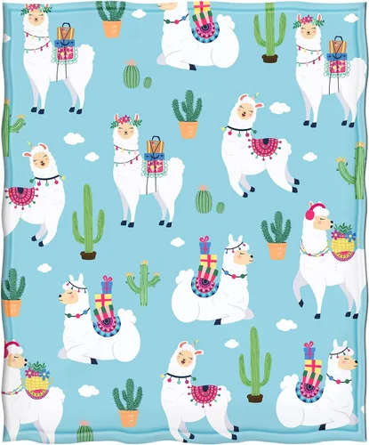 Miniatura 2 de Levens Manta de llama de 60 x 50 pulgadas, regalo de mamá llama para mujeres y niñas, bonita manta de alpaca con cactus y llamas, decoración