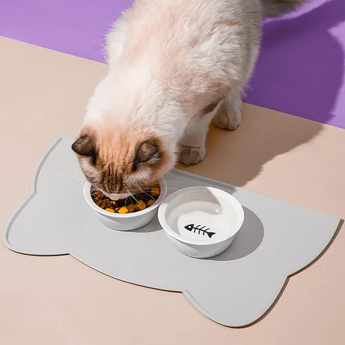 Miniatura 2 de Tapete de silicona para comida para gatos, tapete de alimentación de mascotas para el suelo, antideslizante, impermeable, bandeja para agua
