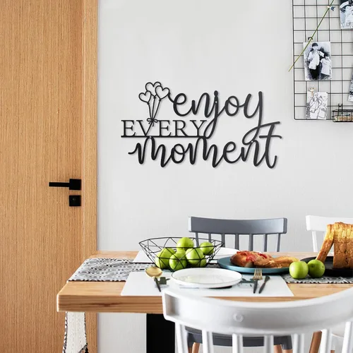 Miniatura 8 de OYEFLY Letrero de pared de metal, decoración de pared de pasillo con palabras de metal (negro)