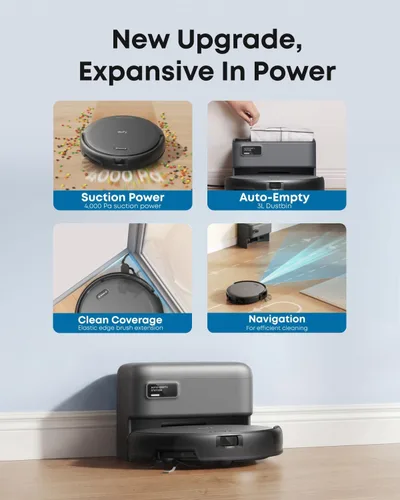 Miniatura 3 de eufy Robot aspirador C10 con autovaciado, 8 semanas de manos libres, mapeo inteligente avanzado con navegación LiDAR, diseño delgado de 2.85