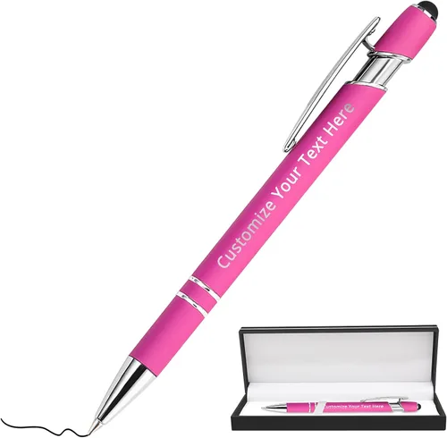 Miniatura 25 de Aolun 108 bolígrafos personalizados al por mayor con stylus grabado, bolígrafos personalizados, metal suave al tacto, grabado de nombre, logotipo