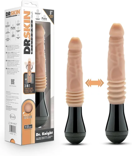Blush Dr. Knight - Vibrador de empuje de 10.5 pulgadas, pene de silicona realista, girando y vibrando 3 velocidades para estimulación anal del