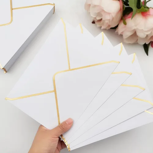 Miniatura 6 de 50 sobres blancos de 5 x 7 pulgadas, sobres de invitación tamaño A7, sobres para tarjetas de correo con solapa en V, sobres de sellado rápido