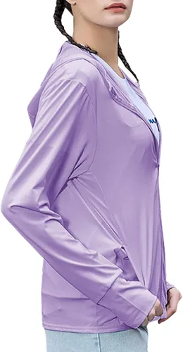 Miniatura 2 de American Trends Sudadera ligera con capucha para mujer con protección solar UPF 50+ y cremallera