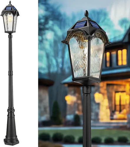Miniatura 14 de FEMILA Luz de poste al aire libre del atardecer al amanecer, lámpara de poste impermeable, postes de lámpara exterior iluminación exterior