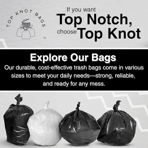 Miniatura 8 de Top Knot Bags Bolsa de basura de 33 galones, 33 x 40 pulgadas, transparente, 150 unidades, forro para latas de 30 galones, 31 galones, 32 galones