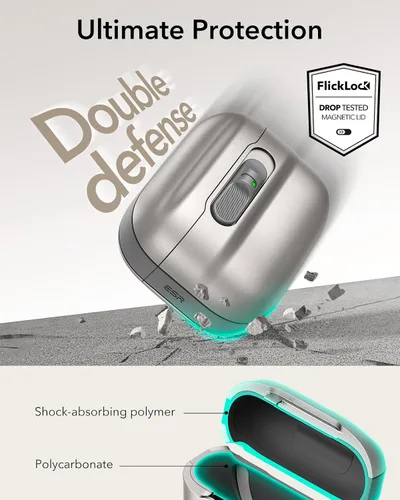 Miniatura 7 de ESR Funda para AirPods Pro (2023/2022/2019, 2ª/1ª generación), compatible con Airpods Pro 2 (cable USB-C/Lightning), listo para MagSafe, bloqueo