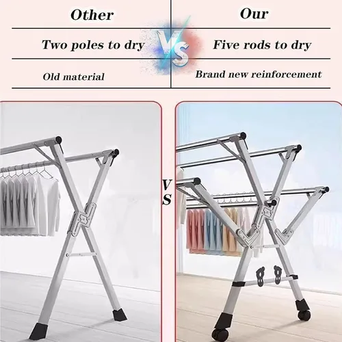 Miniatura 5 de Collapsible Clothes Drying Rack Foldable with Wheels, Heavy Duty Stainless Steel Laundry Stand for Drying Clothes, Towels, and Linens.1.2,1.6m