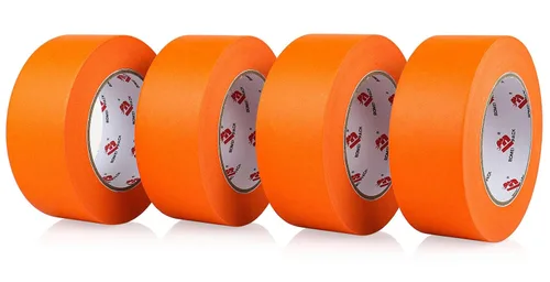 Miniatura 10 de BOMEI PACK Paquete de 4 cintas amarillas para pintores de 2 pulgadas de ancho, cinta adhesiva amarilla mediana de 2 pulgadas x 55 yardas