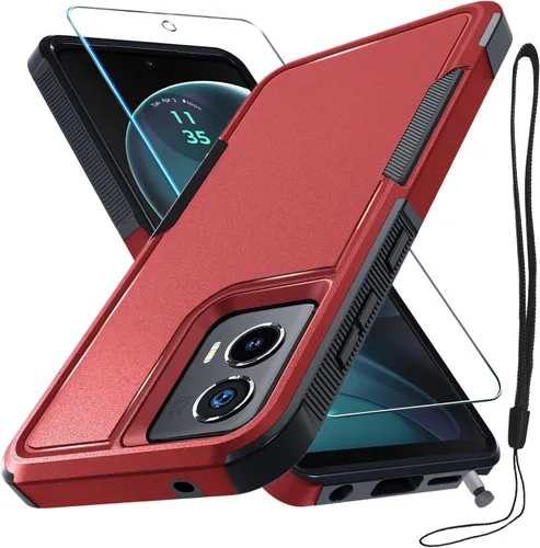Miniatura 65 de Funda compatible con Moto G 5G 2024, cuerpo completo, resistente, resistente, a prueba de golpes, con correa de cordón, protector de pantalla