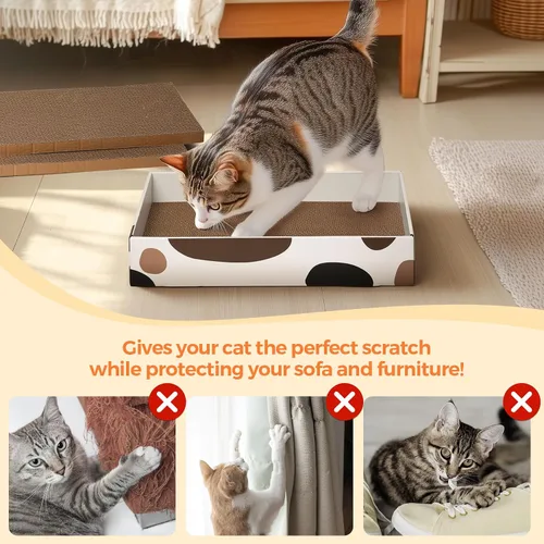 Miniatura 6 de ComSaf Cartón rascador para gatos para interiores, caja de repuesto para gatos de 17 x 10 pulgadas con 3 tablas de rascar reversibles de larga