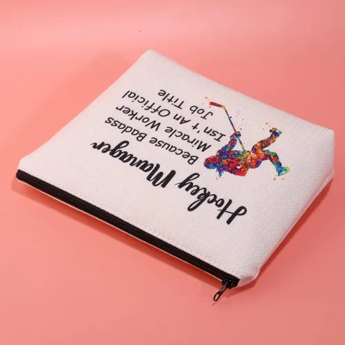 Miniatura 5 de JXGZSO Bolsa de maquillaje de hockey Because Badass Miracle Worker Isn't an Official Job Title Hockey Lover Hockey Player Manager Regalo