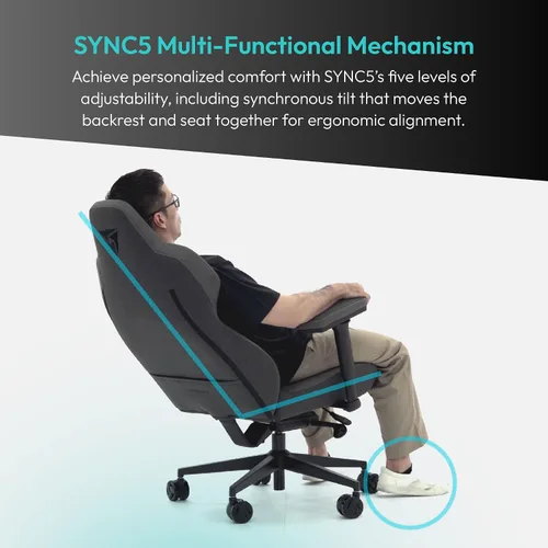 Miniatura 3 de ThunderX3 CORE Smart MESH Silla de juegos Gaming Negra y Gris Oscuro – Silla ergonómica de oficina, soporte lumbar automático, mecanismo Tela