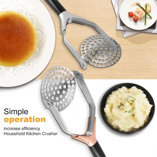 Miniatura 5 de Triturador de papas, plegable de acero inoxidable, antiadherente, antideslizante, mango de 12 pulgadas de largo, ahorra espacio, herramienta