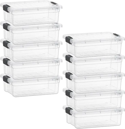 Miniatura 38 de Superio - Cajas de almacenamiento pequeñas planas transparentes con tapas, contenedores de plástico de 4.5 cuartos de galón para organizar, cajas