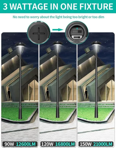 Miniatura 33 de Luz LED para poste superior, certificación ETL, 80 W, 64 W, 48 W, ajustable, 3 CCT, luces de poste para exteriores ajustables con fotocélula IP65