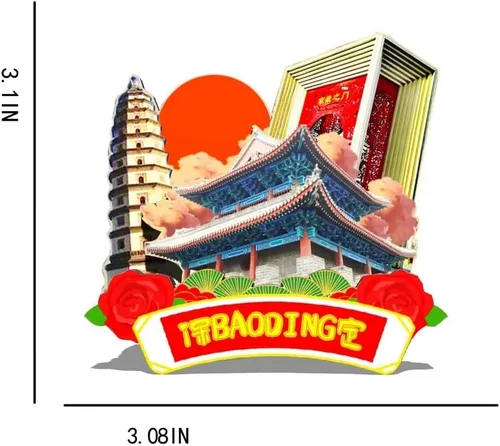 Miniatura 3 de China Baoding imán de nevera de madera 3D monumentos de viaje coleccionables recuerdos decoración hecha a mano -518