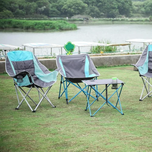 Miniatura 7 de SUNNYFEEL Silla de campamento acolchada XL de gran tamaño, sillas de campamento plegables resistentes con portavasos y bolsa de transporte, sillas