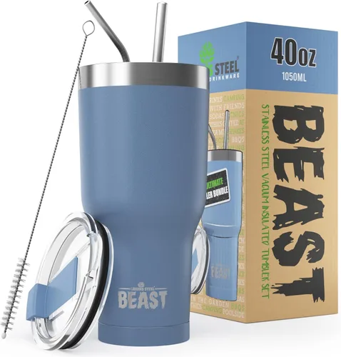 Miniatura 45 de Beast Vaso Térmico de 30 oz de Acero Inoxidable con Aislamiento al Vacío para Café y Hielo de Doble Pared Termo de Viaje (Rojo Arándano)