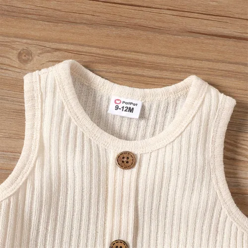 Miniatura 4 de PATPAT Vestido de verano sin mangas para bebé, vestido liso de punto acanalado, falda sin mangas, vestido de verano con diadema