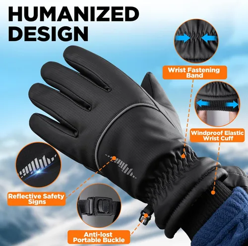 Miniatura 5 de rivmount Guantes de invierno para mujeres y hombres, guantes térmicos de esquí para clima frío con cálidos, impermeables, pantalla táctil