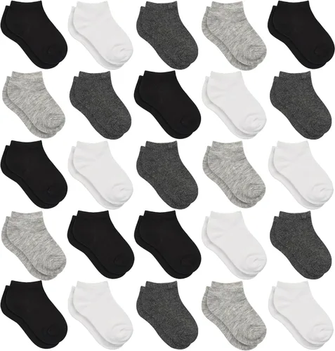 SPTRAMLE Calcetines para niños, 25 pares de calcetines de corte bajo para niños y niñas (0 a 14 años), 25 pares de calcetines de tobillo para niños