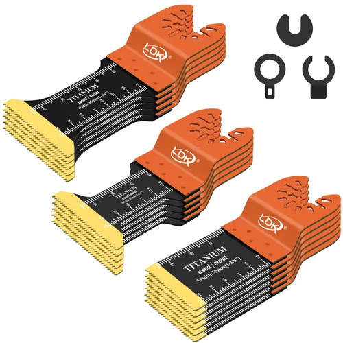 LDK Cuchillas oscilantes de titanio, 16 unidades, cuchillas multiherramienta universales profesionales para madera, plástico, pernos de uñas de