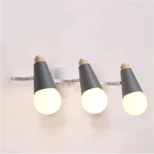 Miniatura 6 de Lámpara de pared nórdica de 3 cabezas, apliques de pared de macarrón ajustables, apliques de pared con botón enchufable, 3 luces, interruptor