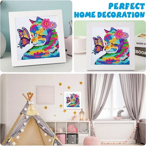 Miniatura 4 de QEUOYSS Kit de arte de diamantes para niños con marco de madera, arte y manualidades para niños de 6 a 8 a 10 a 12 años, fácil de hacer tú mismo