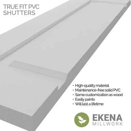 Miniatura 3 de Persianas de PVC True Fit de 18"An x 48"Al con Dos Paneles Elevados Iguales, Imprimadas (Por Par - Herrajes No Incluidos)