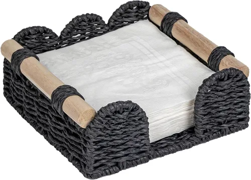 Miniatura 12 de CubesLand Servilletero festoneado para decoración de baño, dispensador de servilletas plano de cuerda de papel, bandeja para toallas de invitados