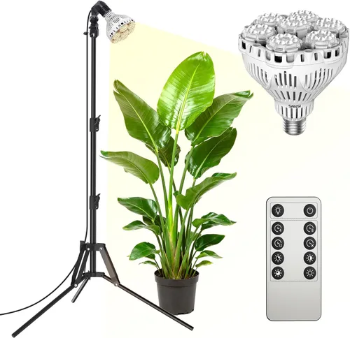 Miniatura 11 de SANSI Luces de cultivo para plantas de interior, luces regulables de 30 W para cultivo en interiores, 3 cabezales de 35 a 65 pulgadas, soporte
