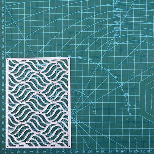 Miniatura 9 de Matrices de metal con marco rectangular ondulado, fondo de marco rectangular de onda hueca, plantillas de corte de boda para álbumes de recortes