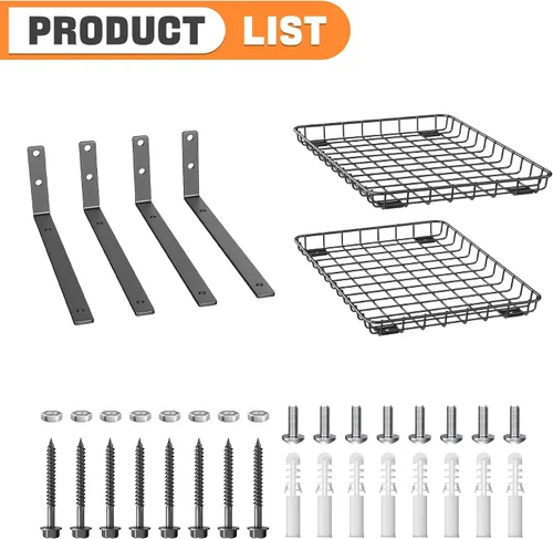 Miniatura 3 de TORACK Paquete de 2 estantes de pared de 12 x 18 pulgadas, estante de pared de garaje para armario y lavandería, estantes flotantes resistentes