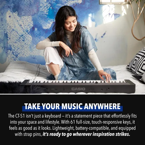 Miniatura 4 de Casio Casiotone CT-S1 – Teclado retro sensible al tacto de 61 teclas Diseño elegante y portátil para principiantes y profesionales Piano de cola