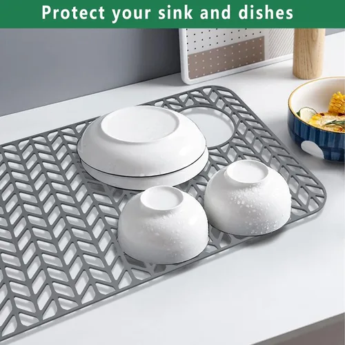 Miniatura 7 de GUUKIN Protectores de fregadero para fregadero de cocina, 28.6 x 14.5 pulgadas, rejilla de silicona para la parte inferior del fregadero