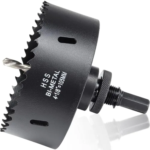 Miniatura 62 de Sierra de agujero de 4 1/8” (105mm) para madera y plástico, broca de corte de núcleo de sierra de agujero HSS bimetálica para paneles de yeso, Rojo